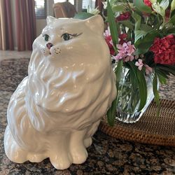Vintage Persian Cat sculpture Hand painted Ceramic