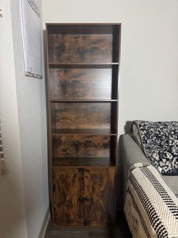 Rustic Bookcase with Cabinet Doors