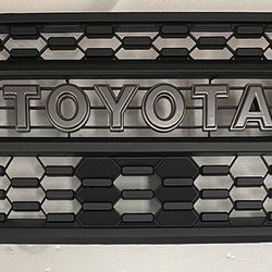 16-on Toyota tacoma trd pro black mesh grey lettering front grill grille 