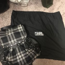 Designer leather plaid Backpack Karl Lagerfeld