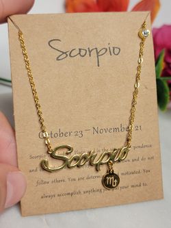 12 Constellation Zodiac Old English Letter Sign Pendant Necklace, Scorpio