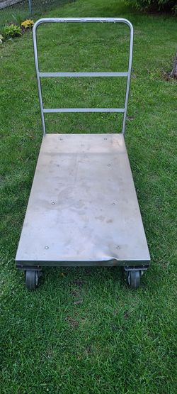 Platform cart Dolly with wheels casters in working condition 2 wheels as  swiveland to are rigid.  This unit is from uline and its stainless steel typ