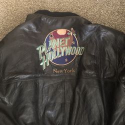 Vintage 90s Reversible Planet Hollywood Leather Jacket from New York Size XL