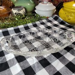 Vintage 1930s Indiana Glass Relish Tray Sunflower Print