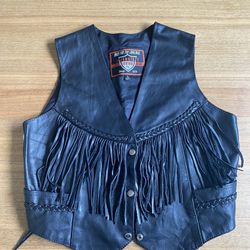 Interstate Leather Black Fringe Leather Vest