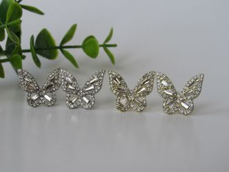 925 Sterling Silver Needle High-end Butterfly Earrings, Gold and Silver Color