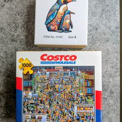 Lot Of Two Jigsaw Puzzles: Penguins And Costco