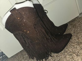 ***NEW*** - Embellished Fringe Brown Boots