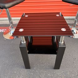 2 tier- Tempered glass side table black/chrome NEW