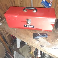  vintage red metal utility Tool Box