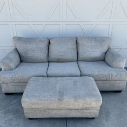Grey Couch And Ottoman