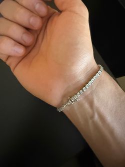 Genuine 10K White Gold Natural Diamond Tennis Bracelet 0.51ct