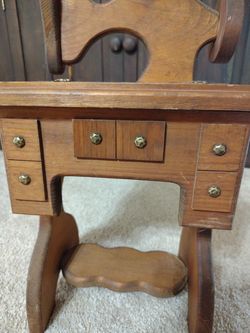 Vintage Wooden Sewing Machine Jewelry Box