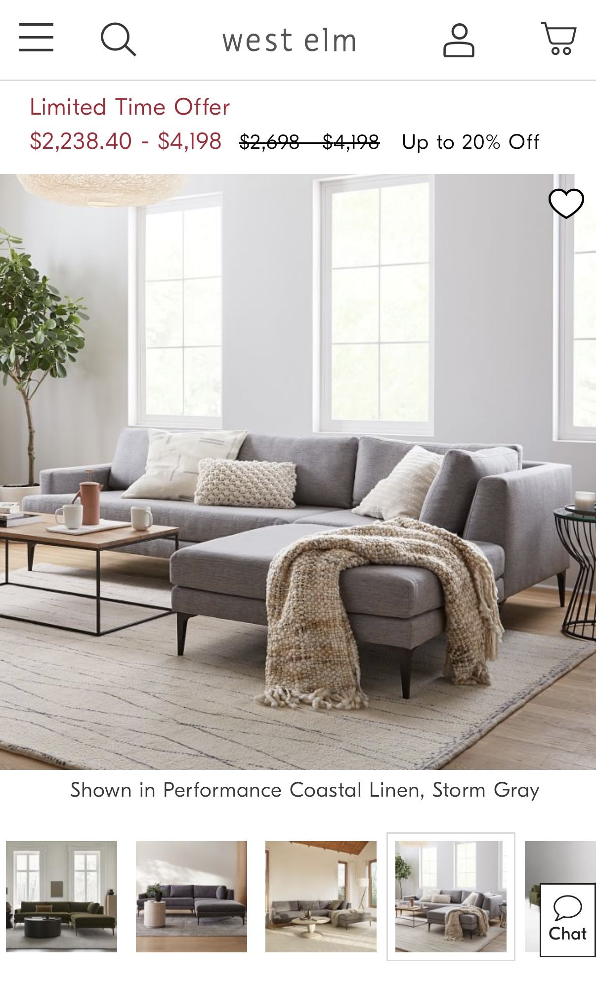 Andes 3-Piece Ottoman Sectional (90"–105")