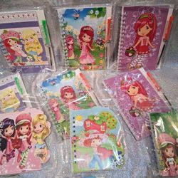New Strawberry Shortcake & Hello Kitty Notebook & Pen Sets - $2.50 Each
