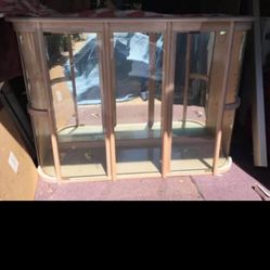 Wood And Glass Cabinet,, Lights Up.. FREE