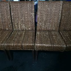 4 Chairs Woven (Dinged Up See Photos)