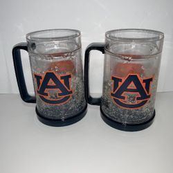 Set of 2 NCAA Official Auburn Tigers 32oz Crystal Freezer Team Logo Mug Cups