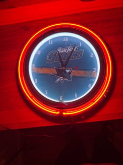 SJ Sharks Neon Clock