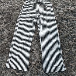 Stripped Black And White Dress Pants