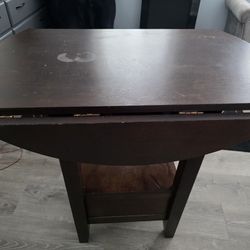 Solid Wood Foldable Barstool Table And Hidden Drawer With 2 Chairs