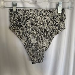 Women’s Bikini Bottoms, High Waisted, Black & White Print, Size XS