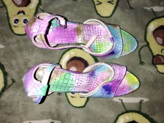 Rainbow snakeskin heels mermaid