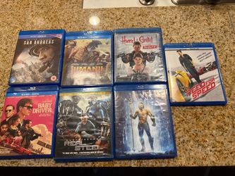Blu-ray Action Movie Lot 7 Jumanji Aquaman Baby Driver San Andreas Real Steel