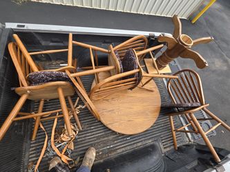 6 Piece Solid Wood Dining Table Set 