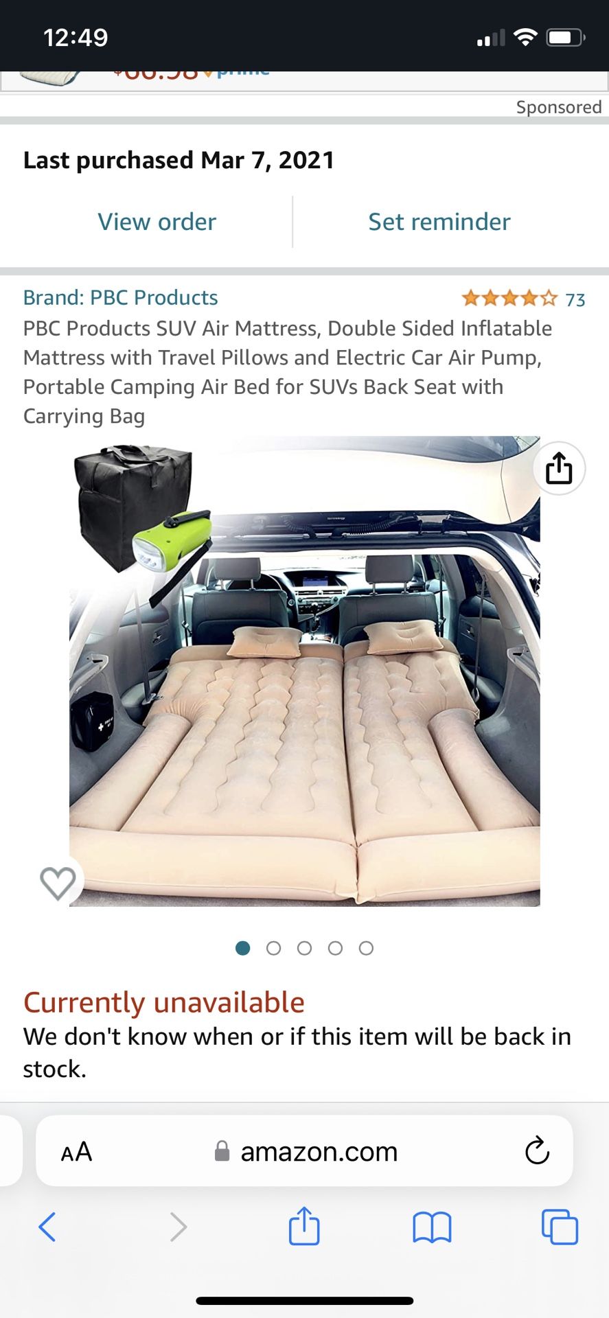 Car/truck inflatable Air mattress