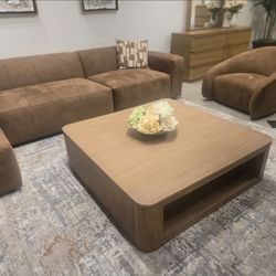 New Living room furniture 5 piece set upholstery in performance cocoa fabric with swivel chair