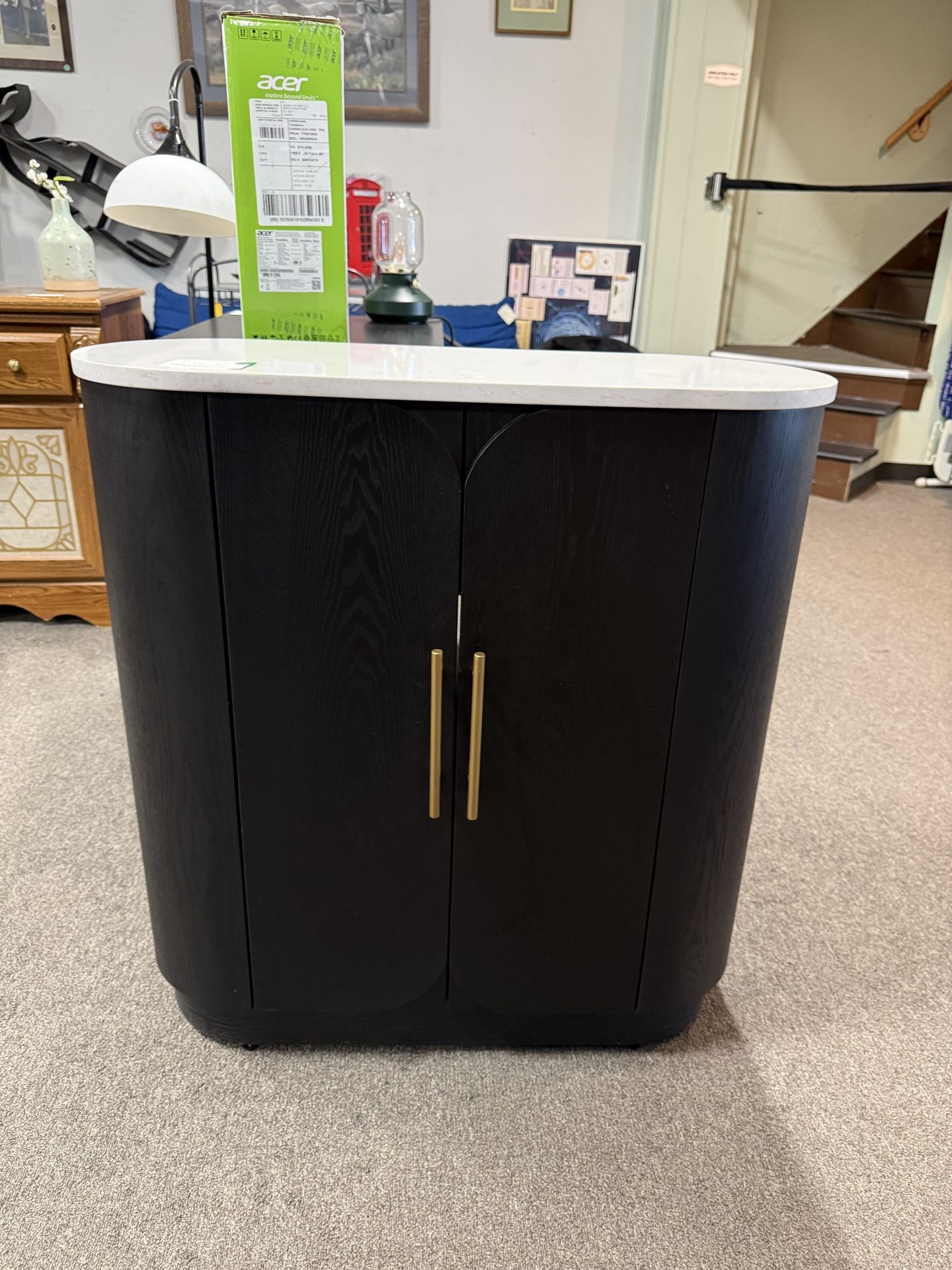 Faux Marble Top Side Board/Cabinet