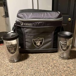 Raiders NFL Cooler W/ Travel Cups
