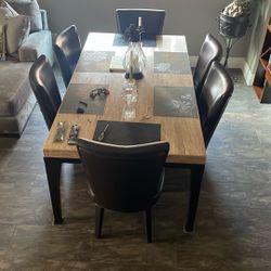 Stone Table With Six Italian Leather 