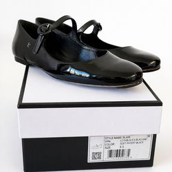 Larroude Blair Mary Jane Flats Black Soft Patent Leather Size 6.5