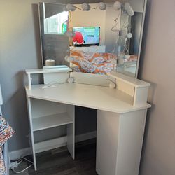 White Corner Vanity