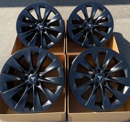 20” Tesla Model X Slipstream OEM Rims Satin Black POWDER COAT EXCHANGE