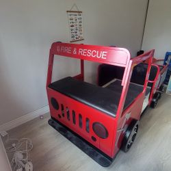 Beautiful Fire Truck Twin Metal Bed