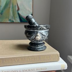 Marble Imbedded Orthoceras Fossil Mortar & Pestle ( H4.3" ) firm on price