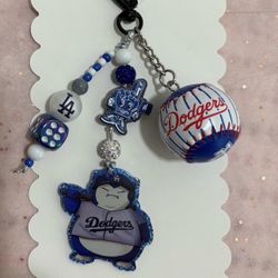 Dodgers Keychain Comes With Blue Pom Pom