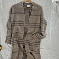 Brown Stripe Open Cardigan