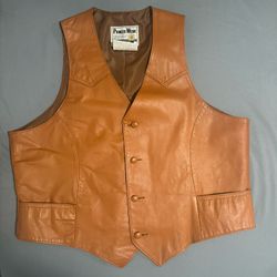 1960s-70s Men’s Pioneer Wear leather vest Sz46/L/XL