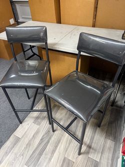 Set of 2 black Faux Leather Bar Stools