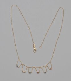 14K Tri-Color Gold Beaded Station Necklace 17.25"