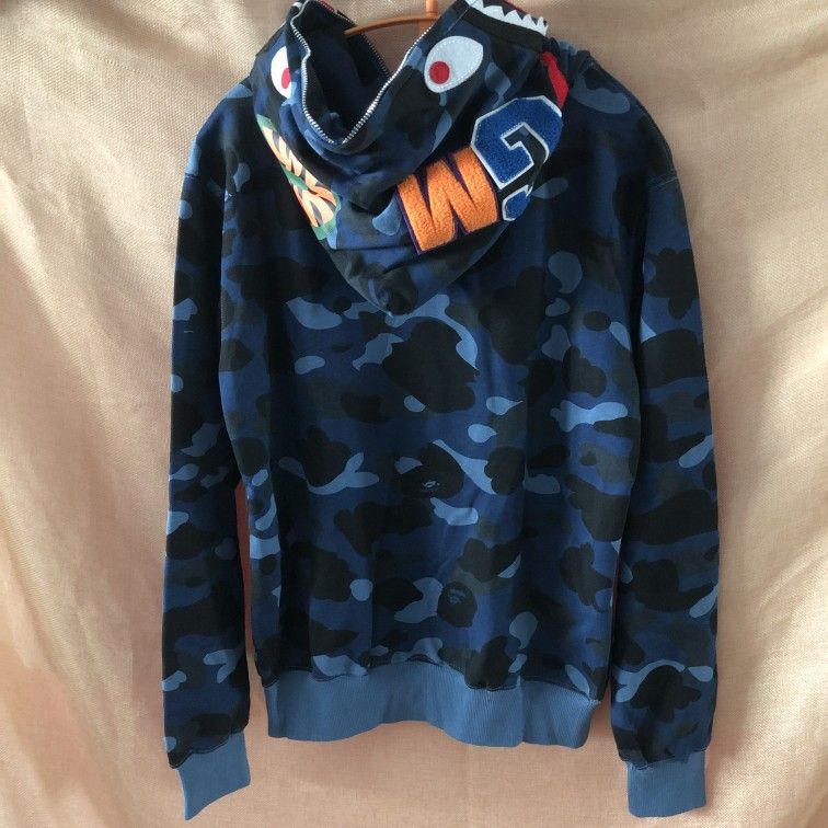 Men's Bape A Bathing Ape Blue Camo Hoodie