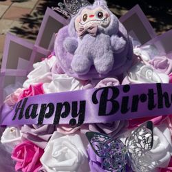Labubu Happy Birthday Forever Flower Arrangement 13”