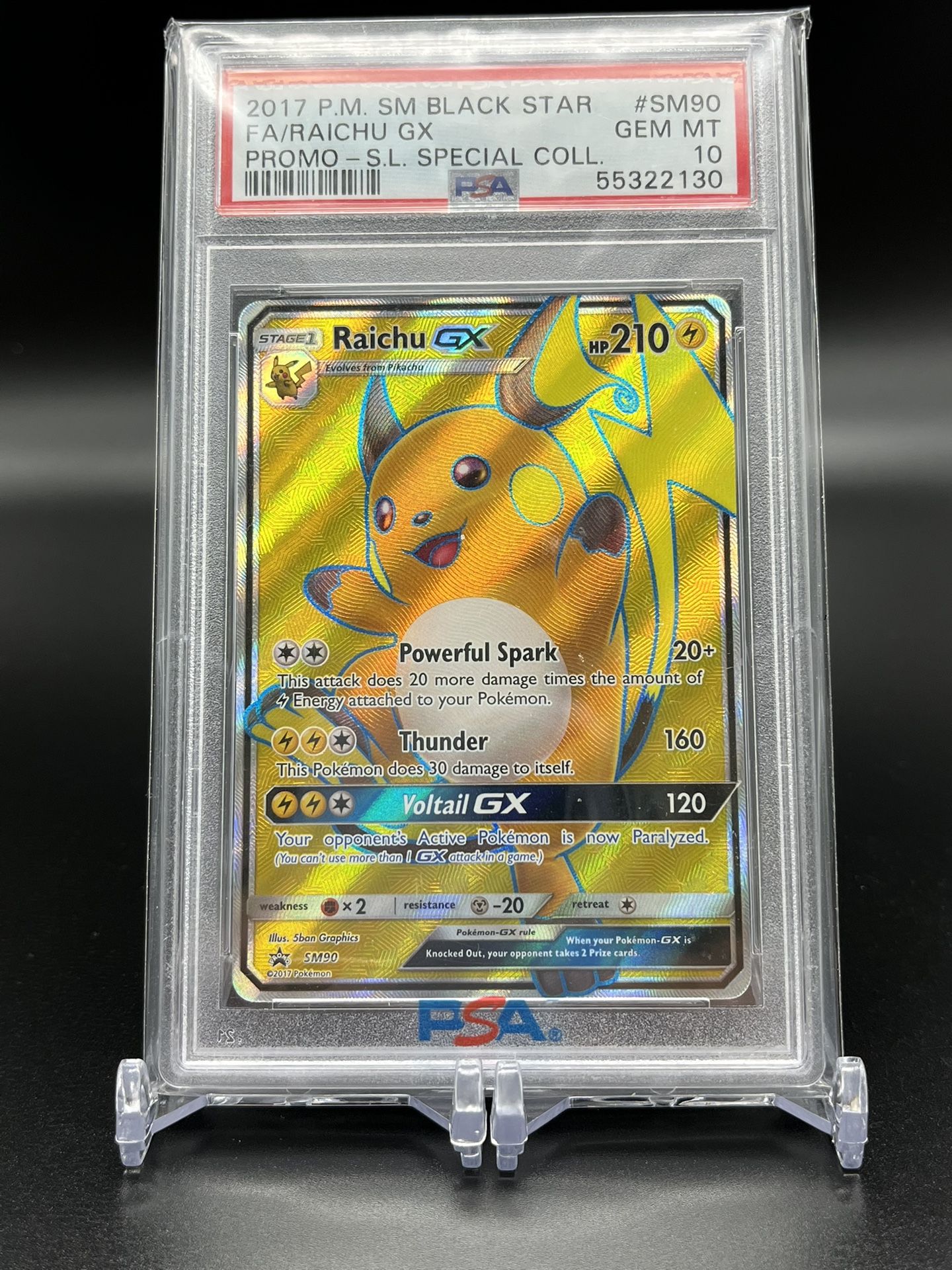 2017 Pokemon Sun and Moon Full Art Raichu GX Gem Mint PSA 10