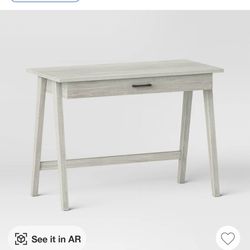 Paulo Wood Writing Desk with Drawer Weathered White – Threshold (Like New)
