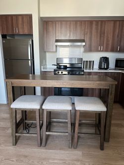 Island Dining Table with 3 Stools