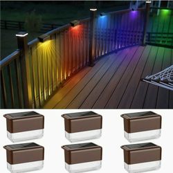  Solar Deck Lights Outdoor Step Lights Waterproof LED Solar Fence Lamp for Garden Pathway Pool Patio Stair Steps with 2 Lighting Modes (6 Pack)